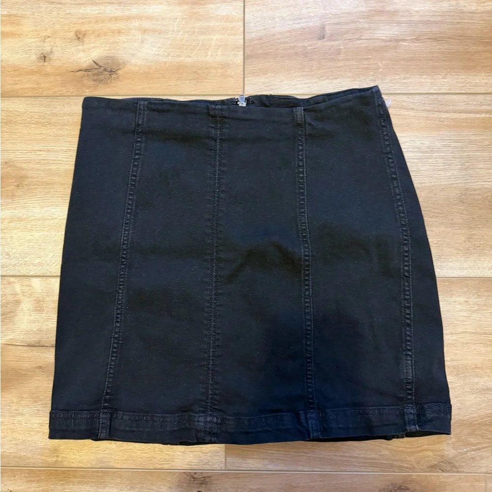 Free People Black Denim Mini Skirt - Picture 2 of 4
